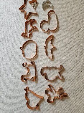 Williams Sonoma Copper Cookie Cutters 10 Christmas Valentines Halloween Large